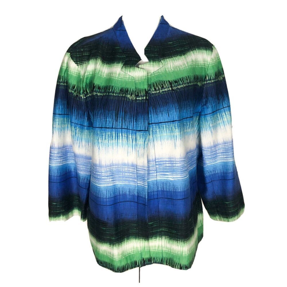 Chicos Multicolor Lined‎ Blazer Jacket Size 3 Long Sleeve Open Blazer